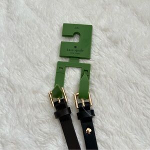 kate spade Black and Brown Genuine Leather Skinny Belts with Gold Bow L 2-Pack